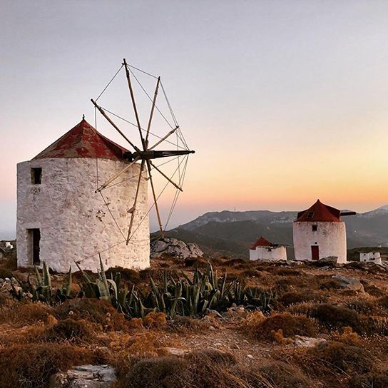 Les moulins à vent à Chora d'Amorgos