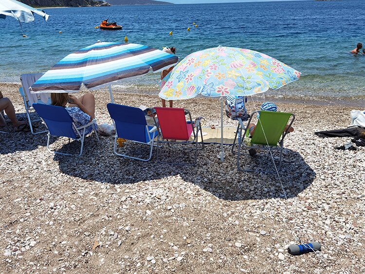 Umbrella setup on the beach