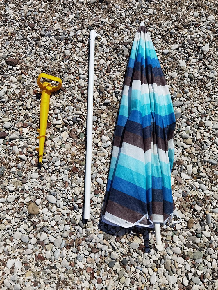 Umbrella setup on the beach