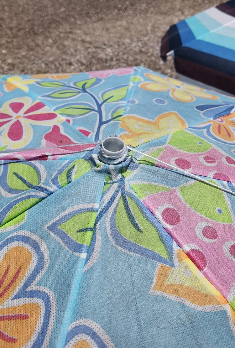 Umbrella setup on the beach