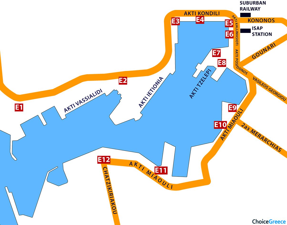 Departure Gates At Piraeus Port Ferries Map Departure Gates At Piraeus Port Ferries Map